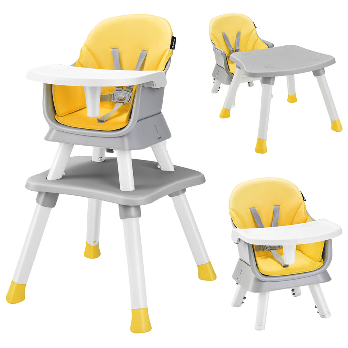6-in-1 Baby High Chair, Model: Gray - Featuring 5-Point Harness and Detachable Tray - Ideal for Ensuring Safety and Convenience During Mealtime