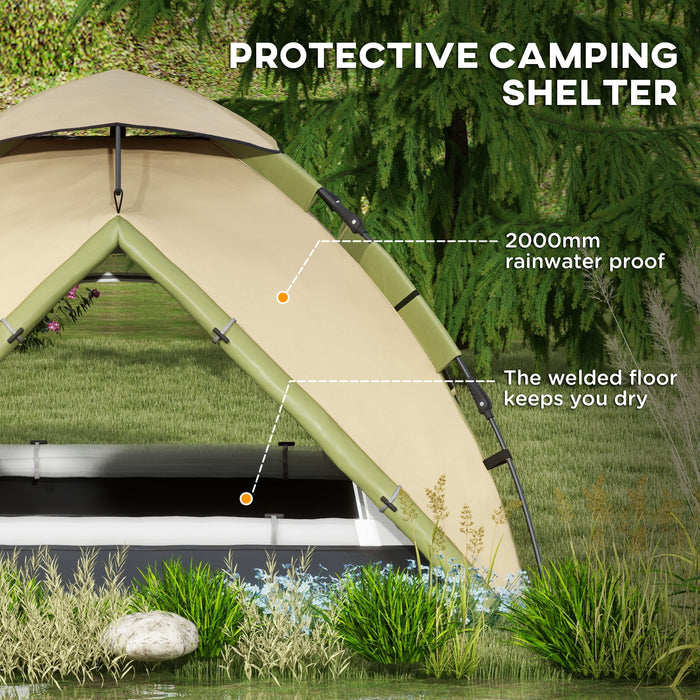 3-4 Person Family Camping Tent - Waterproof 2000mm Quick Setup & Portable with Carry Bag - Ideal for Outdoor Adventures and Family Trips, Dark Green
