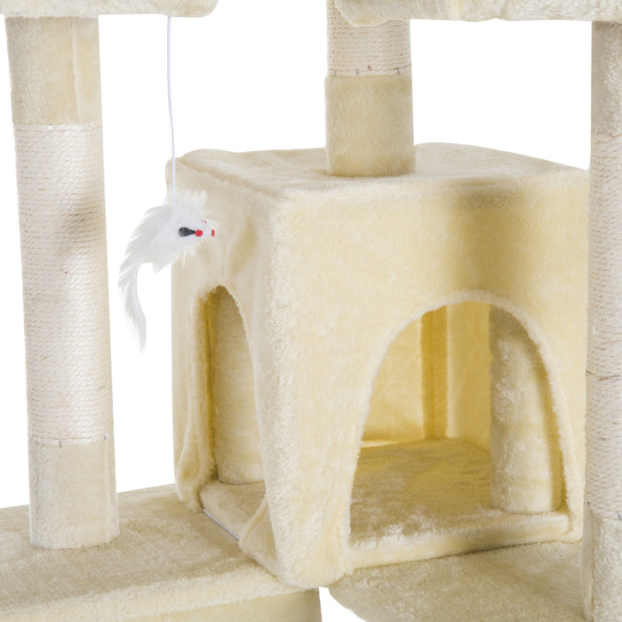 Cat Tower Centre Sisal - Multi-Level Kitten Tree with Scratch Post, Scratcher, Climbing Toy and Bed - 181cm Tall for Playful Cats and Kittens