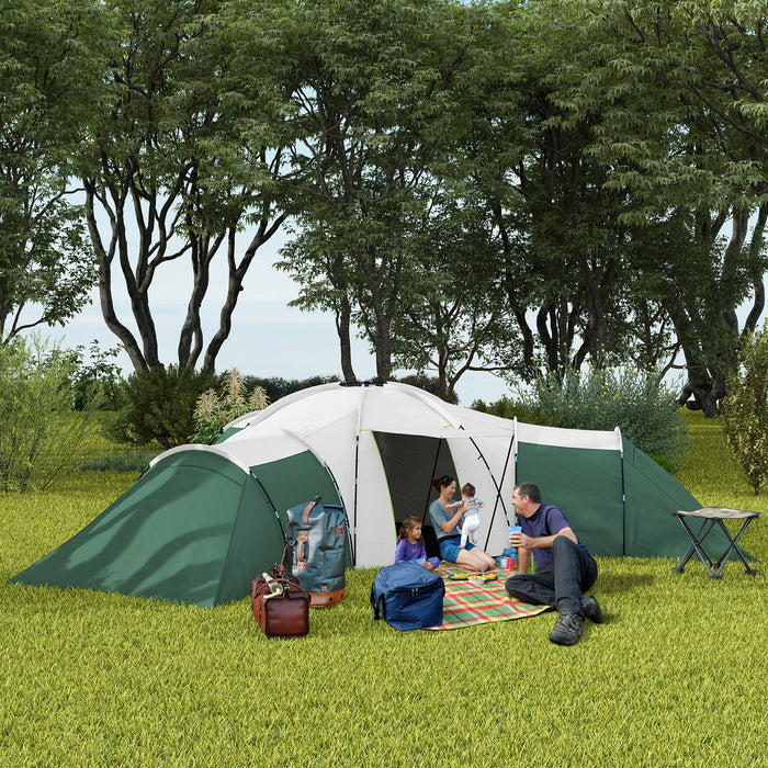 Large Family Camping Tent for 6-9 People - Multiple Bedrooms with Spacious Living Area - Complete with Essential Accessories