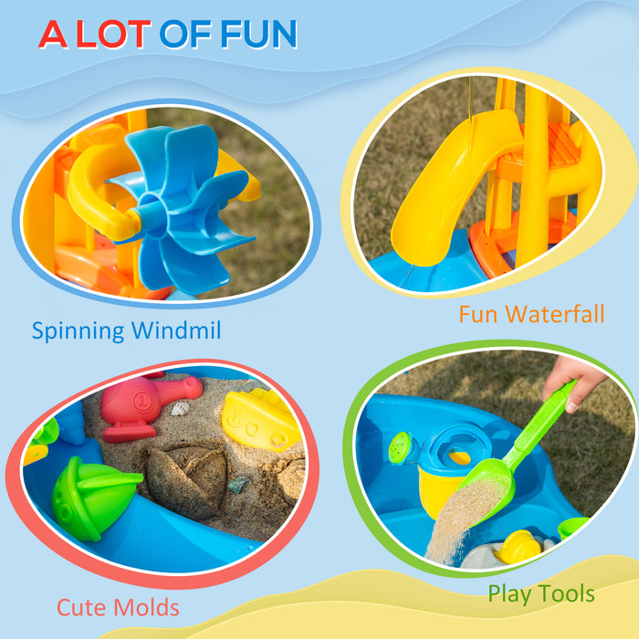 2 in 1 Sand and Water Play Table with Fun Accessories - Includes Adjustable, Colorful Parasol - Ideal for Creative Outdoor Play for Children