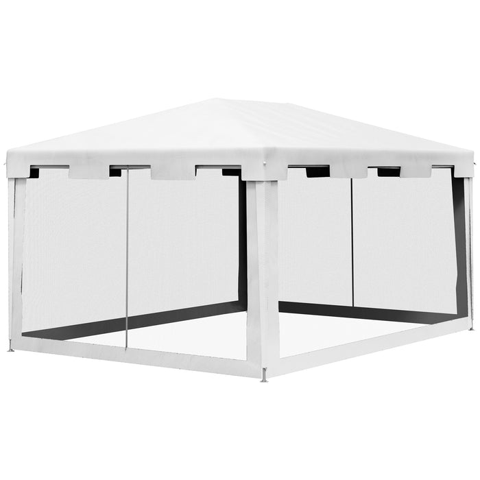 Waterproof PE Canopy Shade - 4x3m Outdoor Party Tent Wedding Gazebo with Panels - Ideal for Events & Garden Gatherings