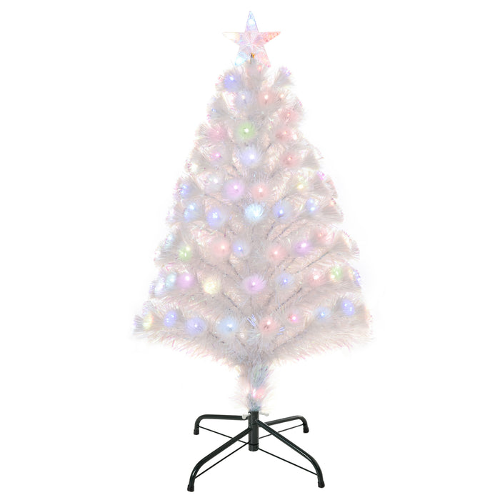 Fiber Optic LED Pre-Lit Artificial Christmas Tree, 3 Feet - Shimmering White Holiday Home Décor - Perfect Xmas Centerpiece for Small Spaces