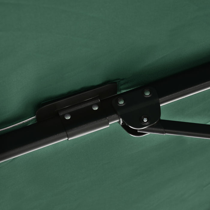 Outdoor Green Parasol Umbrella - 360° Rotatable, Large 245x245x248cm Coverage - Ideal Sunshade for Patio, Garden, or Deck