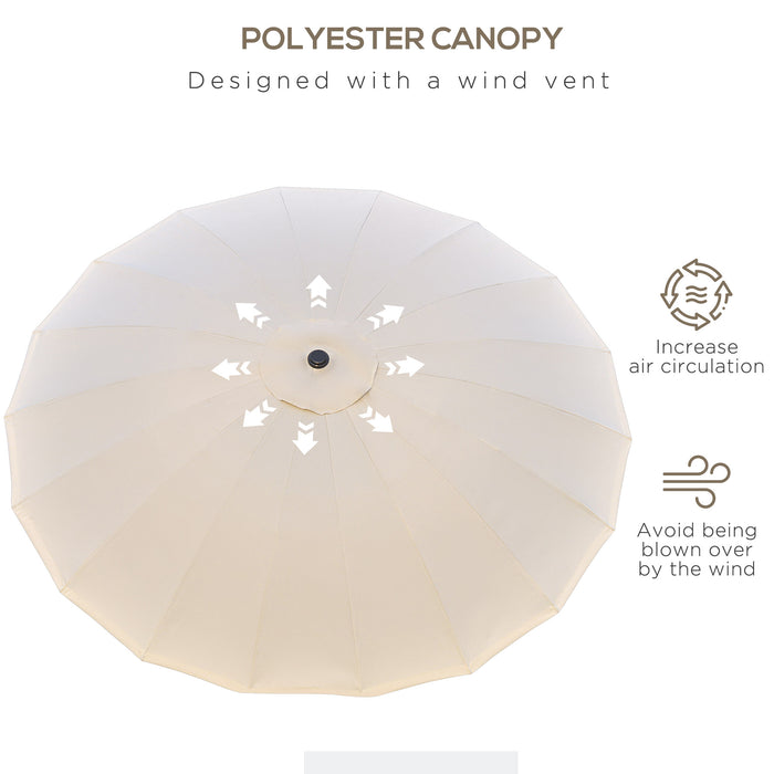Ф255cm Durable Patio Parasol - Outdoor Market Umbrella with Push Button Tilt and Crank, Sturdy Ribs - Ideal for Garden, Lawn, Backyard, and Pool Use in White