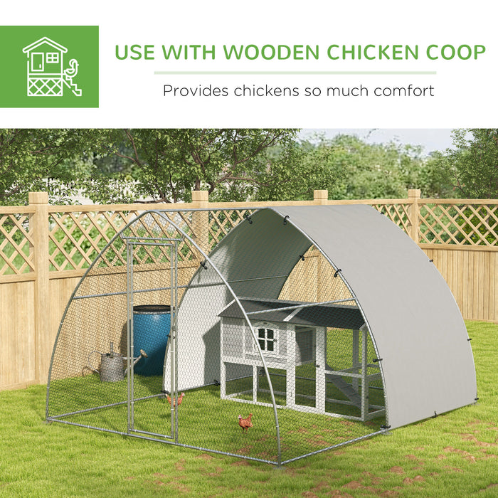 Giantex Galvanized Poultry Habitat - Spacious Outdoor Chicken Coop with Protective Cover, Perfect for 8-12 Chickens, Ducks, or Rabbits - Silver, 3x3.8x2.2m Safe Pet Shelter