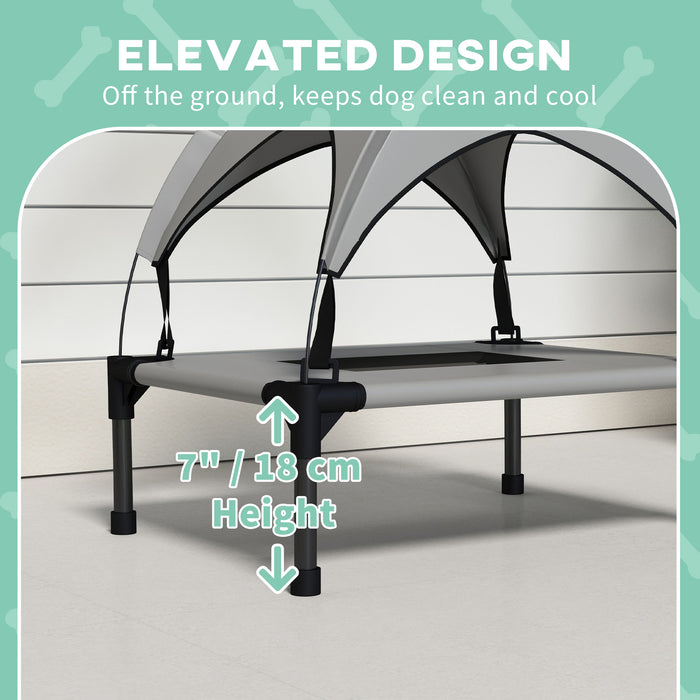 Elevated Cooling Dog Bed - Washable Breathable Mesh for Small Pets, 61x46x63cm - Comfort for Mini and Small Dogs in Light Grey