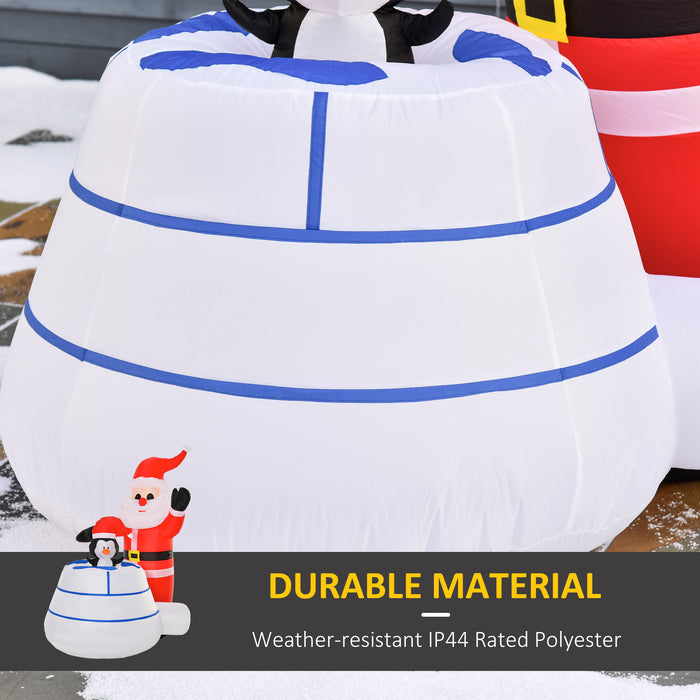 Inflatable 1.6m Santa Claus & Penguin Ice House - LED-Lit Christmas Blow-Up Decor for Yard - Perfect for Outdoor Holiday Gatherings and Garden Festivities