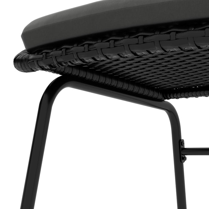 3 Piece PE Rattan Garden Bistro Set - Includes Round Metal Coffee Table and 2 Cushioned Armchairs - Ideal for Patio, Balcony & Outdoor Relaxation