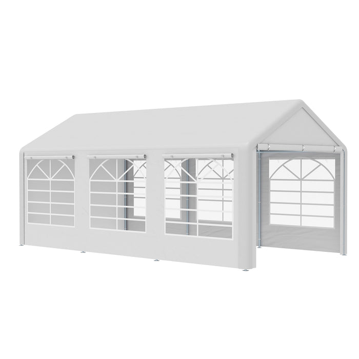 Garden Gazebo Marquee Party Tent - Waterproof Outdoor Shelter with Heavy Duty Steel Frame, 6m x 3m - Ideal for Weddings, Gatherings, Car Protection