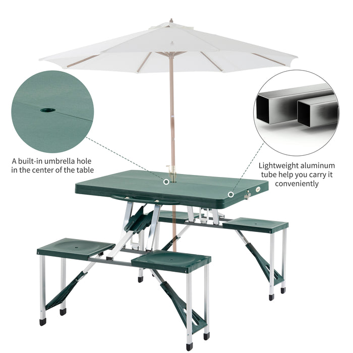 Aluminum Folding Camping Table and Stool Set - Lightweight, Portable Bench for Outdoor Picnic, Garden & BBQ - Ideal for Campers and Tailgating Events