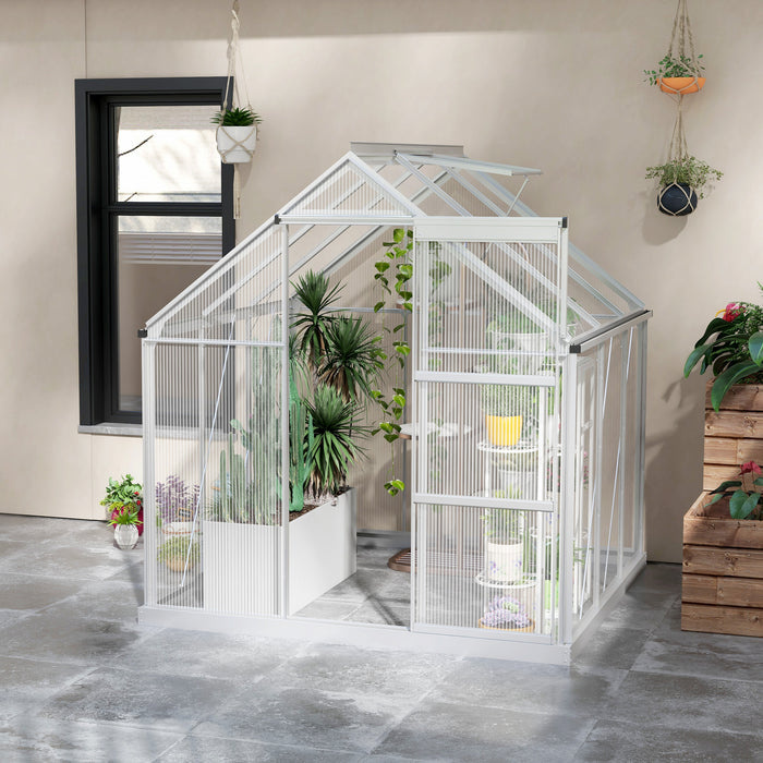 Walk-In Polycarbonate Greenhouse - 6x6 ft with Sliding Door, Vent Window, and Aluminum Frame - Perfect for Gardeners and Plant Protection