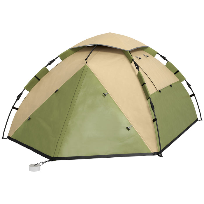 3-4 Person Family Camping Tent - Waterproof 2000mm Quick Setup & Portable with Carry Bag - Ideal for Outdoor Adventures and Family Trips, Dark Green