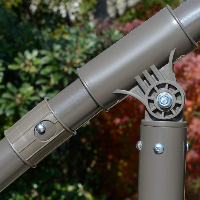 Garden Banana Parasol Cantilever Umbrella, 2.7m - Double-Tier Canopy with Crank Handle and Cross Base - Perfect for Outdoor Patio Sun Shade, Beige