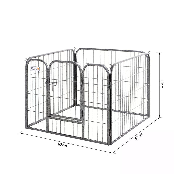 Heavy Duty Dog Kennel - Large Square Metal Foldable Pen for Pets in Grey - Ideal for Secure Enclosure of Medium to Large Dogs