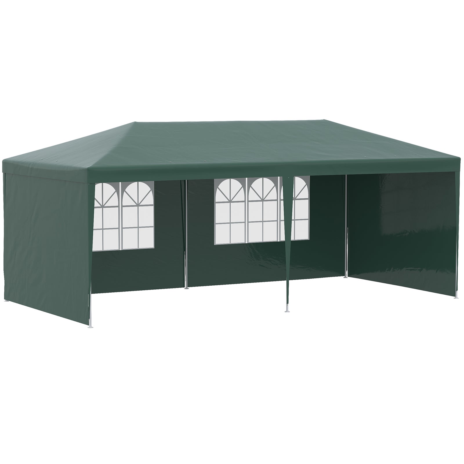 Outdoor Patio Party Tent - 6x3m Waterproof Gazebo Marquee with Side Panels and Windows, Green - Ideal Shelter for Events and Gatherings