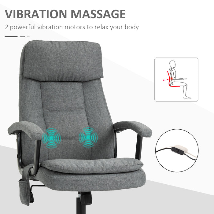 Ergonomic Linen-Textured Office Chair with 2-Point Massage - Adjustable Height, 360° Swivel, 5 Castor Wheels for Smooth Mobility - Ideal for Comfortable and Relaxing Executive Seating Experience