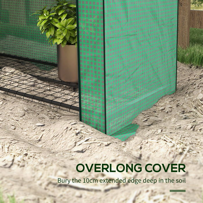 4 Tier Mini Greenhouse - Reinforced PE Cover, Roll-up Door, Wire Shelves, 170x120x50cm - Ideal for Gardeners and Seedling Growth