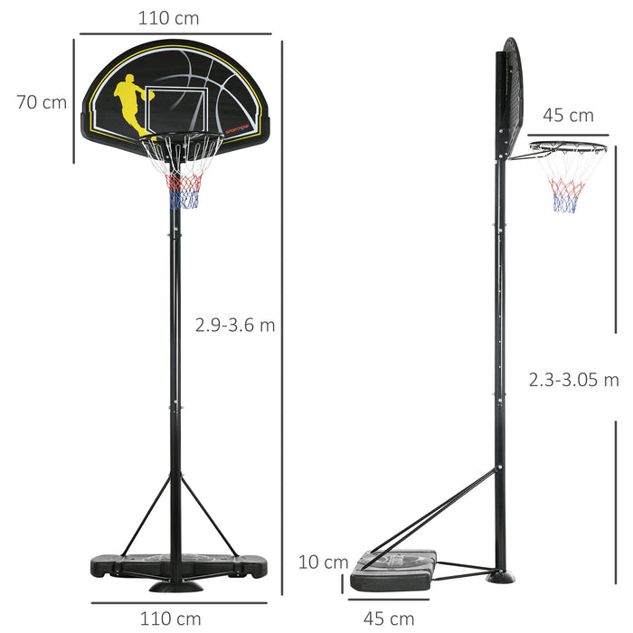 Adjustable 2.3-3m Basketball Hoop Stand - High Strength PE Backboard, Weighted Base, and Wheels - Ideal for Indoor/Outdoor Play and Training