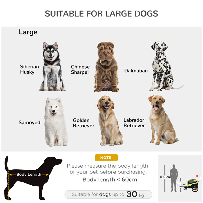 2-in-1 Large Dog Bike Trailer & Stroller - Quick-Release 20" Wheels, Hitch, Travel-Friendly Pet Bicycle Cart Trolley, Green - Ideal Transport Solution for Active Pet Owners