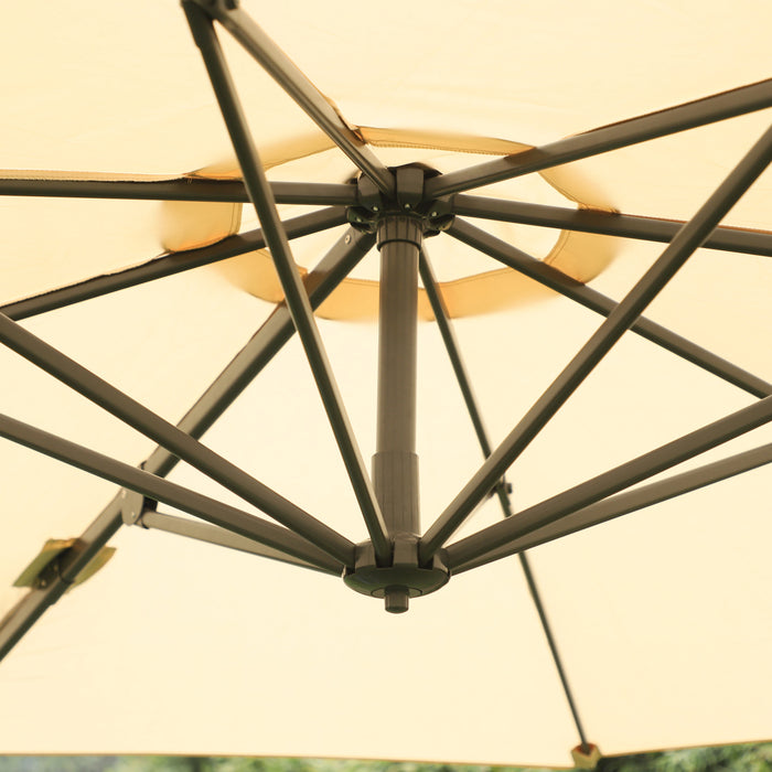 3(m) Patio Offset Parasol - Roma Umbrella with 360° Cantilever Rotation and Cross Base for Versatile Hanging Sun Shade - Ideal Shelter for Outdoor Leisure Spaces
