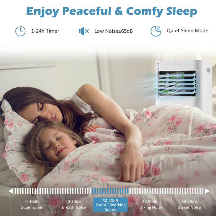 7000 BTU Model - Portable Air Conditioner with Two Wind Speeds and Timer in White - Ideal for Temperature Regulation and Comfort