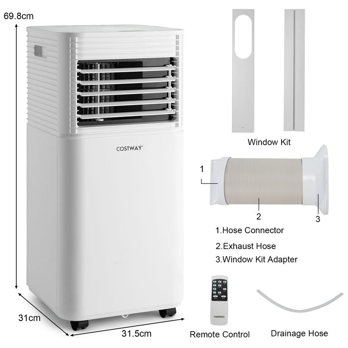 7000 BTU Model - Portable Air Conditioner with Two Wind Speeds and Timer in White - Ideal for Temperature Regulation and Comfort