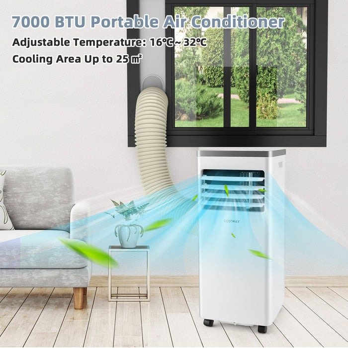 7000BTU Portable AC Unit - Air Conditioner with Remote Control and 24-Hour Timer - Ideal for Convenient, Scheduled Cooling
