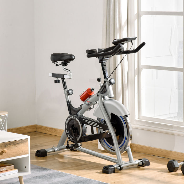 Quiet Fitness Stationary Indoor Cycling Bike with 15KG Flywheel - Adjustable Resistance & Comfortable Seat for Cardio Workout - Includes LCD Monitor for Tracking Progress