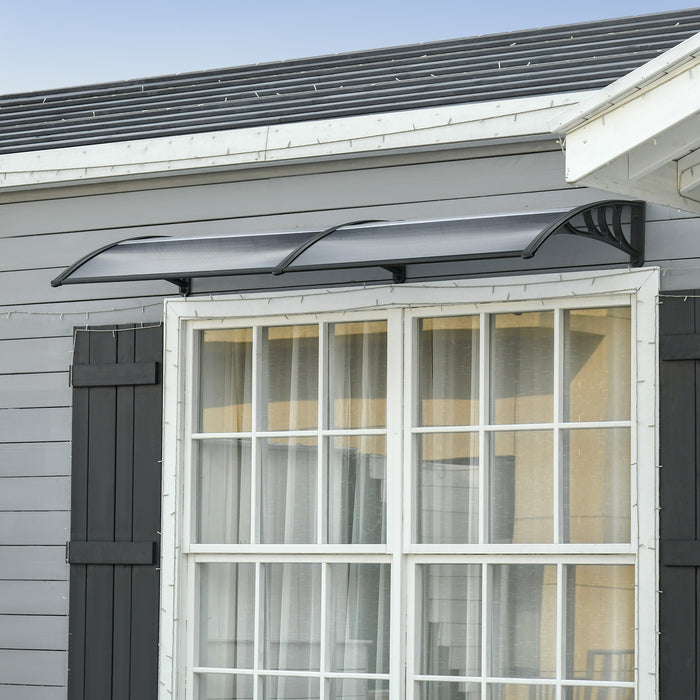 Outdoor Window Rain Shelter Canopy - Durable Awning for Front/Back Door Protection, Black, 200 x 75cm - Ideal for Home & Business Entrances