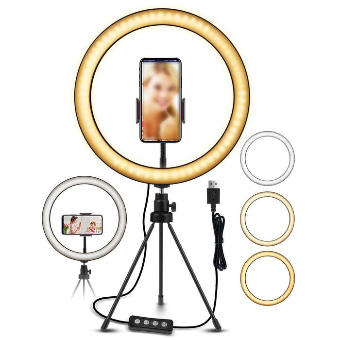 EGL-02 - 10 inch USB Video Light Stand with 3 Color Modes and 10 Brightness Levels - Ideal for Selfie Makeup, Live-Stream and Vlog Recording
