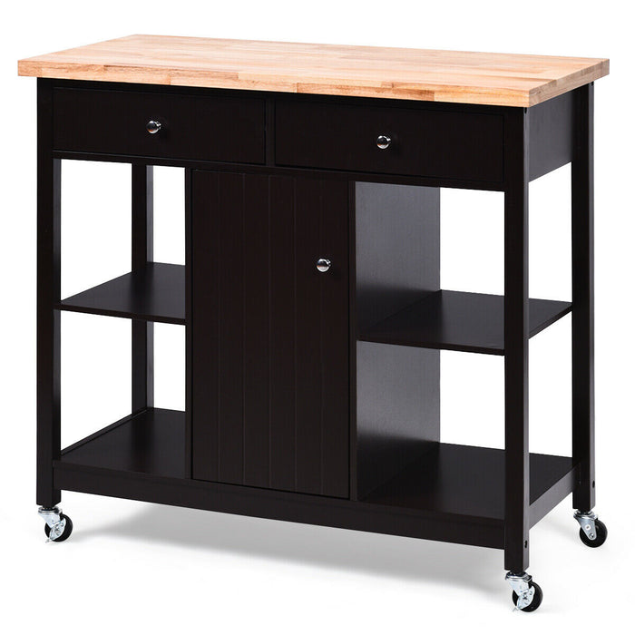Kitchen Island Trolley - Brown Kitchen Aid with Drawers and Shelves - Ideal for Organizing Kitchen Essentials
