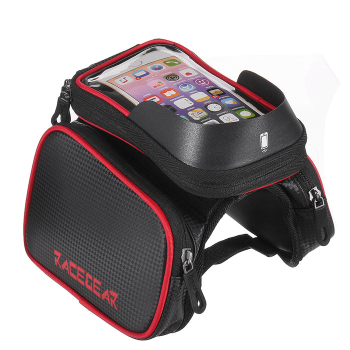 Mobile Phone Bicycle Front Bag - 6.2" Touch Screen Frame Case, Bilateral Tube Bag - Ideal for Cyclists Needing Easy Phone Access
