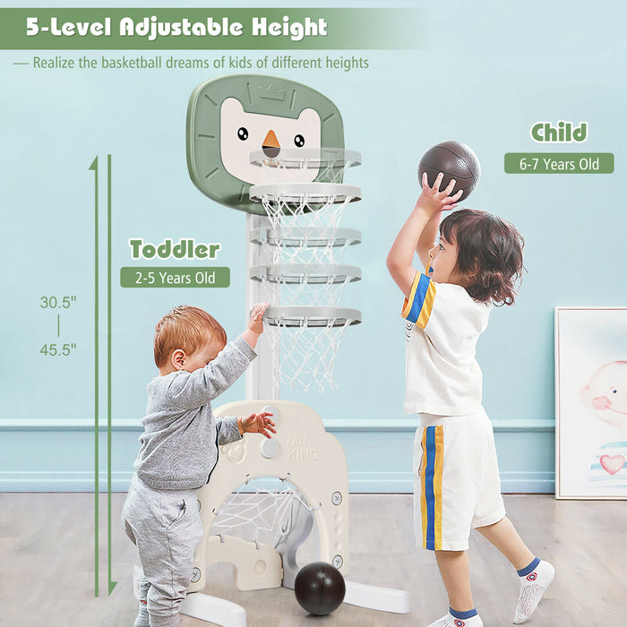 3-in-1 Basketball Hoop Set Stand - Adjustable Height Sports Equipment - Ideal for Developing Athletic Skills in Children