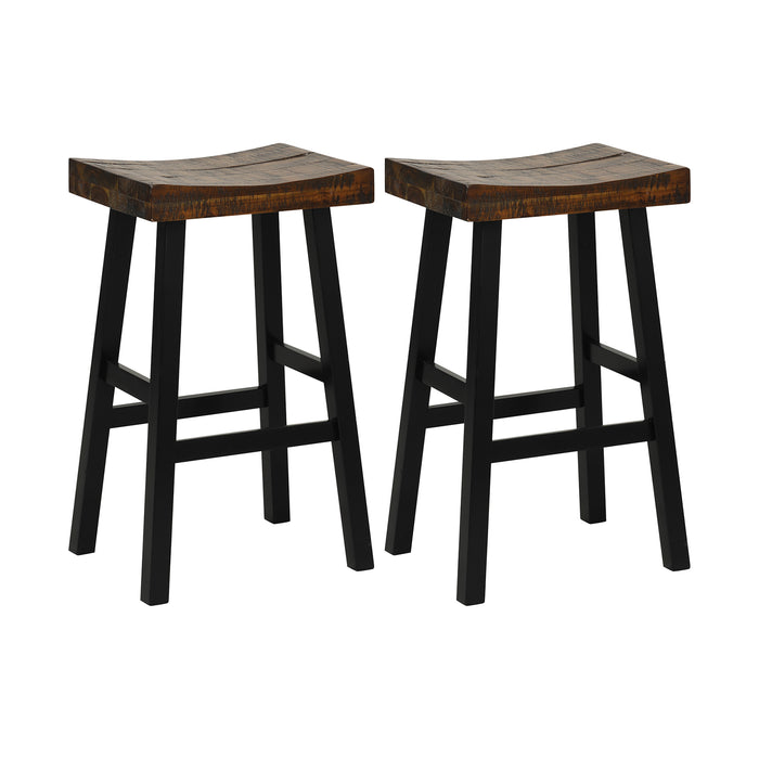 62/74cm Saddle - Bar Stools Set of 2 with Saddle Style Seat and Footrest - Ideal for Comfortable Counter Seating Solutions