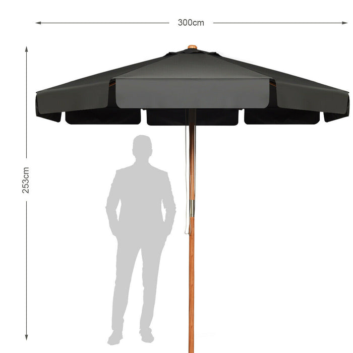 3M - Beige Garden Parasol Umbrella for Outdoor Sun Protection - Ideal for Garden Environments