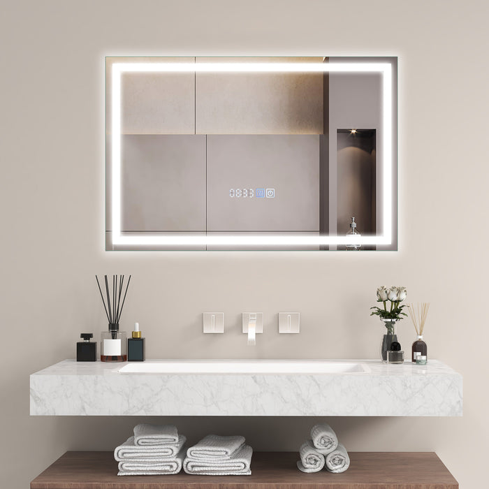 LED Wall Mounted Rectangle Mirror - 75x50 CM Size, 3-Color Dimmable Lights Feature - Ideal for Home Decoration and Improving Lighting Conditions