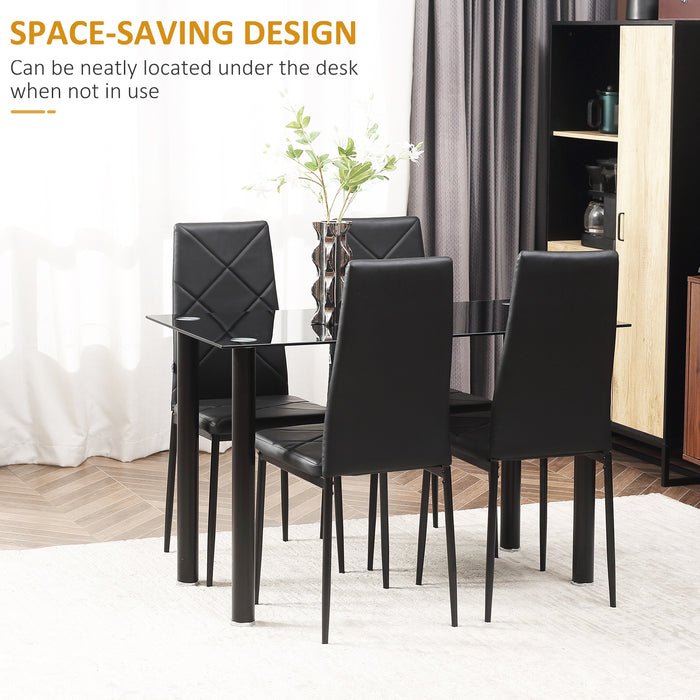 5-Piece Modern Dining Set - Space-Efficient Rectangular Table with Steel Frame for Kitchen - Ideal for Small Groups and Compact Areas