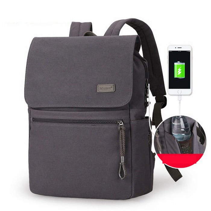 MUZEE 15.6-inch Backpack - USB Charging, Waterproof Canvas Laptop Bag with 20-35L Large Capacity - Ideal for Casual, Stylish, and Convenient Everyday Carry