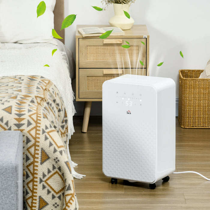 2000mL Compact Dehumidifier with Built-in Air Purifier - 24-Hour Timer, 5 Operating Modes, Up to 10L Daily Moisture Removal - Ideal for Home Laundry Rooms, Keeps Air Fresh and Dry