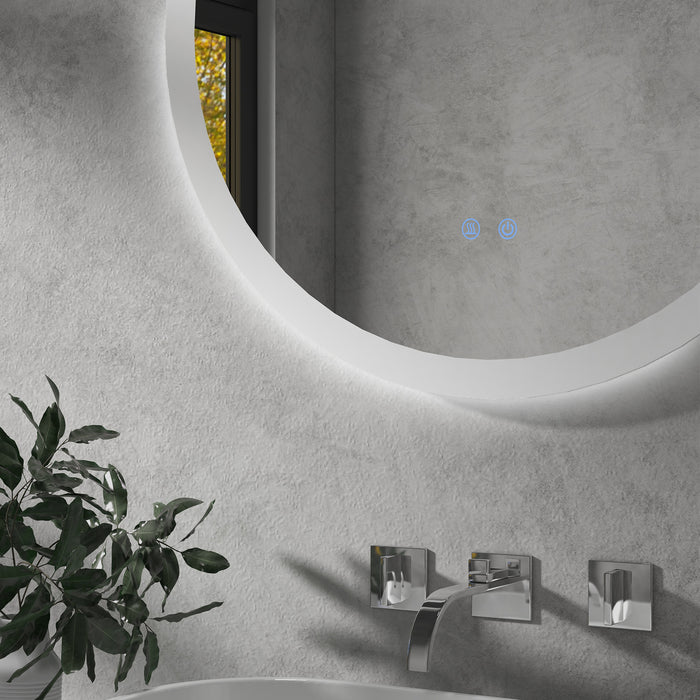 LED Illuminated Round Bathroom Mirror - 60cm with 3 Colour Temperatures, Anti-Fog, Aluminium Frame - Ideal for Modern Bathrooms and Vanity Areas