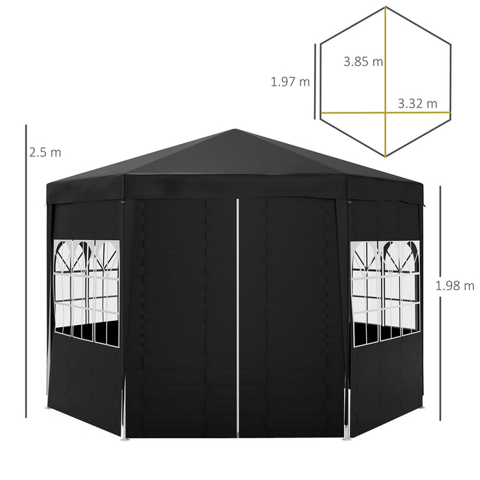 Waterproof 4m Party Tent Gazebo - Outdoor Wedding Canopy with PE Shade and 6 Removable Side Walls - Ideal for Events and Gatherings