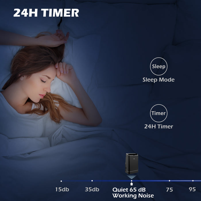 14,000 BTU Portable Air Conditioning Unit - Smart WiFi-Controlled Home AC with Dehumidifier & Fan, 24H Programmable Timer, for 35m² Rooms - Complete with Window Venting Kit, Sleek Black Design