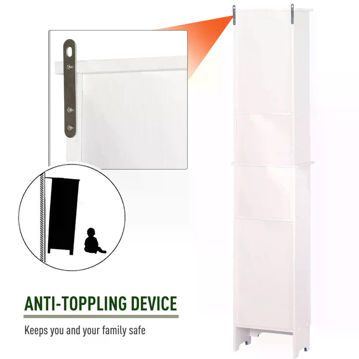 Tallboy 6-Shelf Freestanding Bathroom Cabinet - Ample Storage Cupboard Tower for Bathroom Organization - Stylish White Furniture for Home Space Optimization