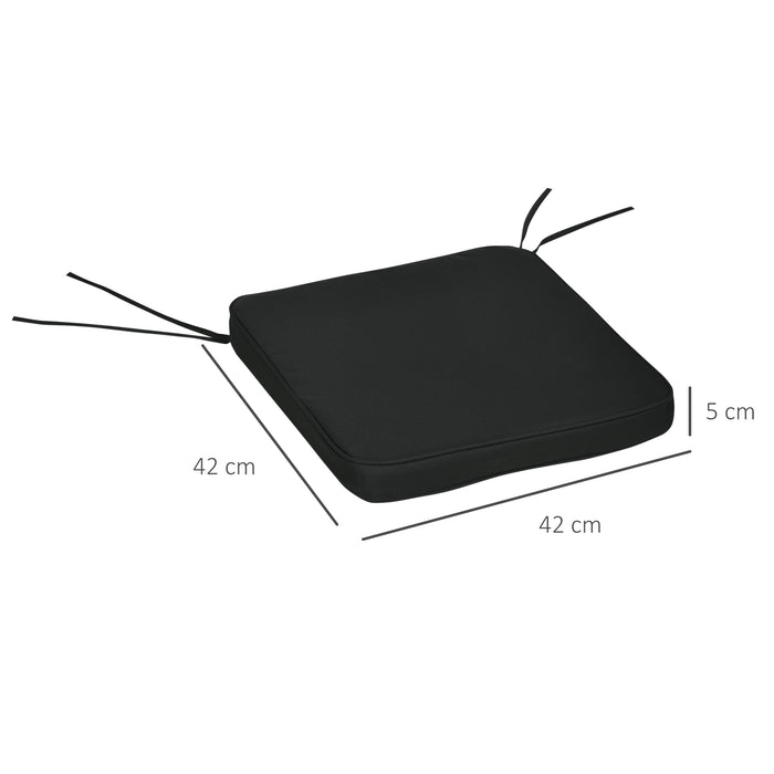 Chair Cushion Seat Pads, Set of 6 with Straps - Comfortable Indoor/Outdoor Dining Chair Enhancements - Removable Tie-On Design for Garden Patio Elegance, Black