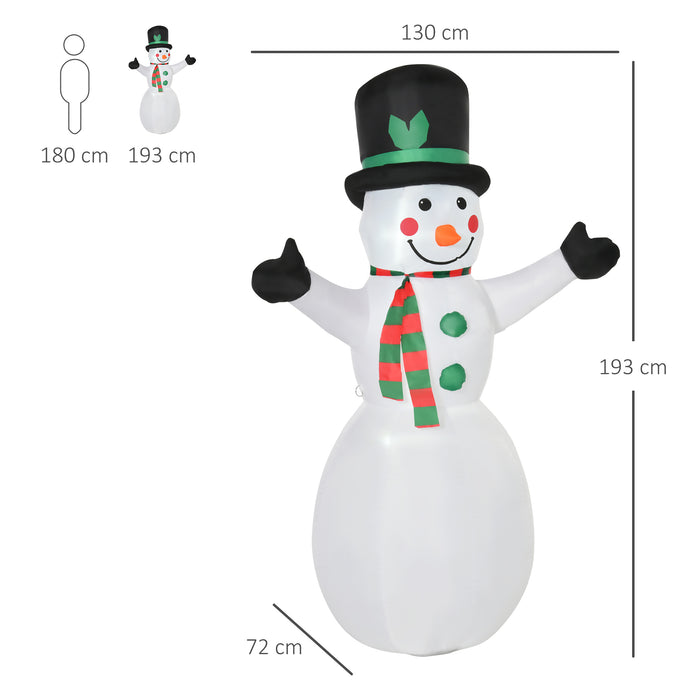 Inflatable Snowman Holiday Display - 1.8m Tall, Durable White Polyester Material - Festive Outdoor Decor for Winter Celebrations