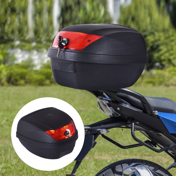 28L Motorcycle Tail Box - Helmet and Gear Storage Top Case - Secure Luggage Solution with Mount Rack and 2 Keys