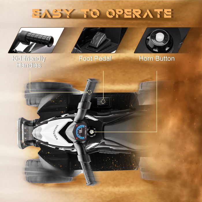 Honda 6V Electric Kids Quad Bike - LED Light Horn ATV Ride-On Toy, Black - Perfect for Toddlers 1.5-3 Years Old