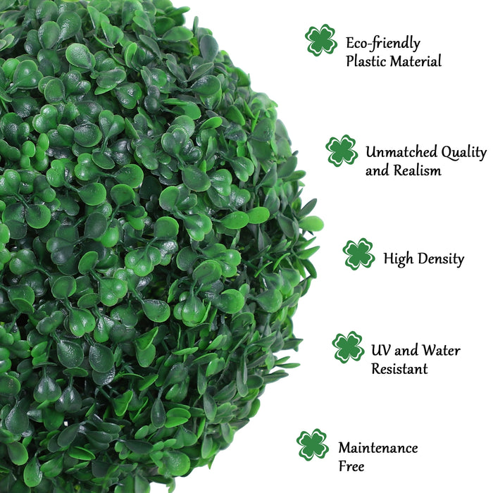 Artificial Boxwood Ball Topiary Trees (Set of 2) - 112cm Potted Faux Greenery for Home and Garden - Elegant Decoration for Outdoor and Indoor Spaces