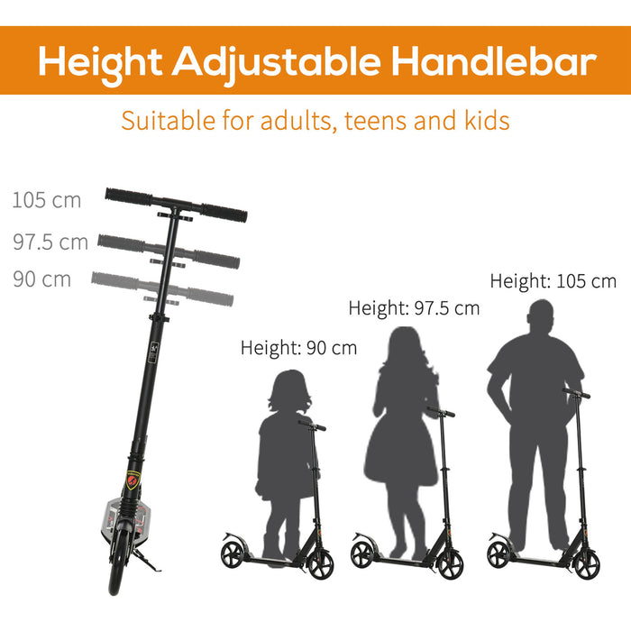 Kick Scooter with 2 Large Wheels - Adjustable Folding Design for Teens & Adults 14+ - Smooth Ride for Urban Commuting and Fun